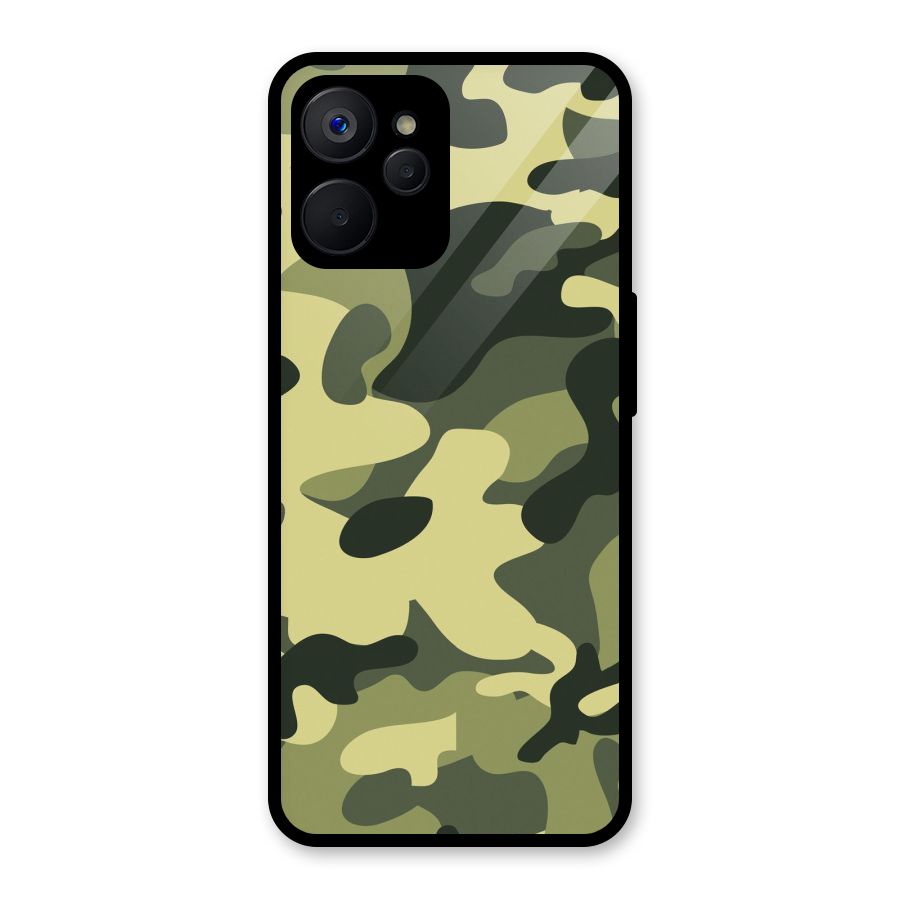 Green Military Pattern Glass Back Case for Realme 9i 5G