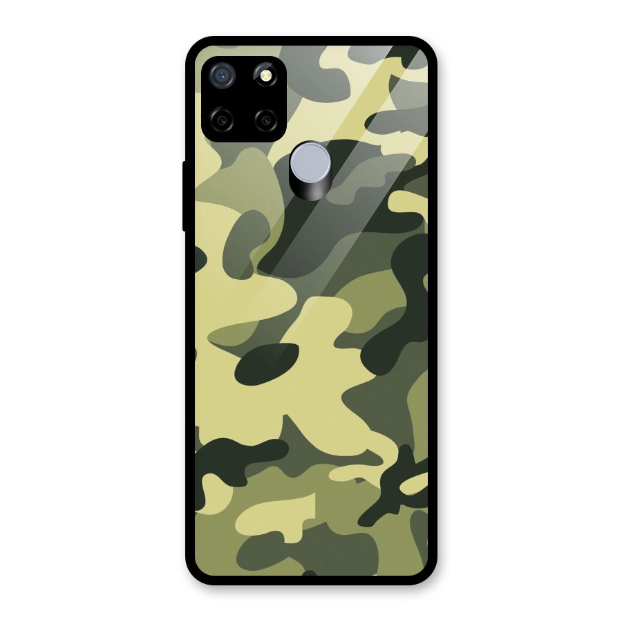 Green Military Pattern Glass Back Case for Realme C15