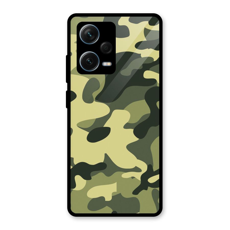 Green Military Pattern Glass Back Case for Redmi Note 12 Pro Plus 5G