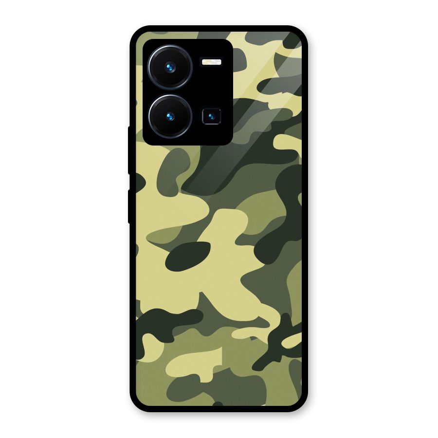 Green Military Pattern Glass Back Case for Vivo Y35
