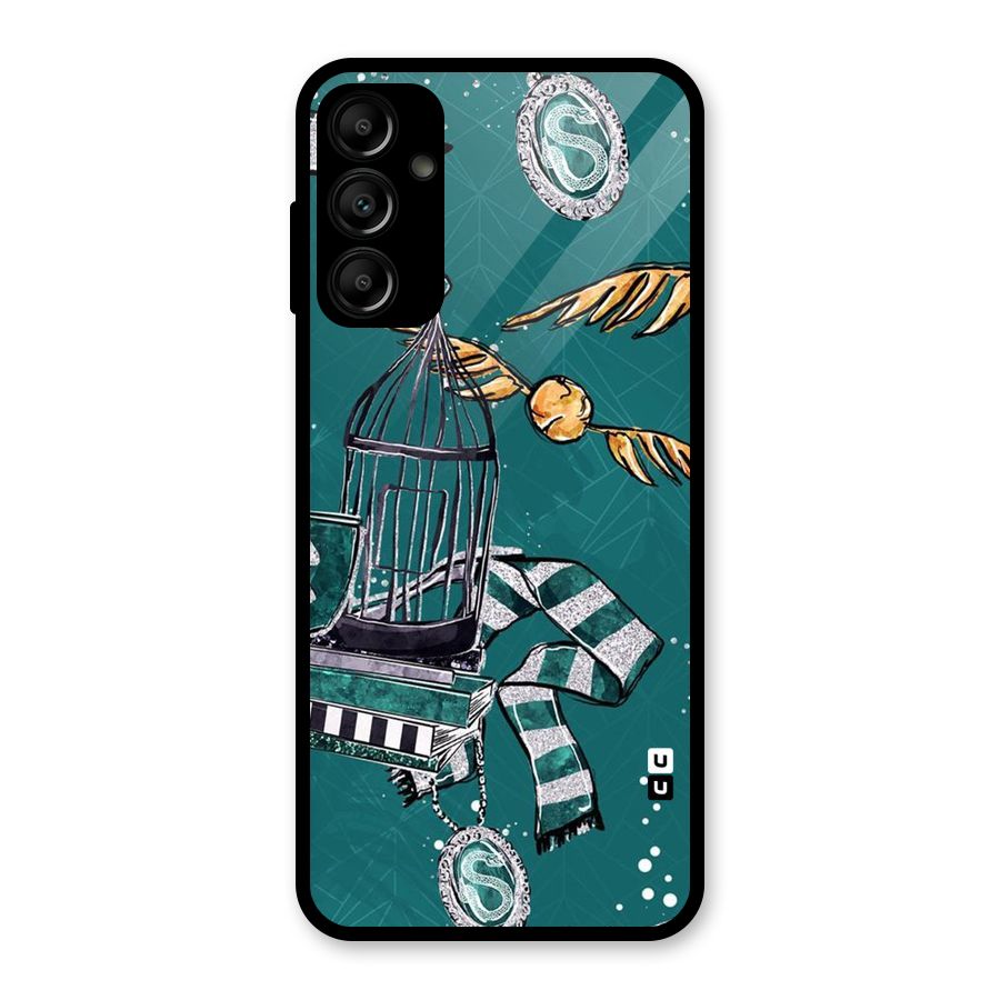 Green Scarf Glass Back Case for Galaxy A14 5G
