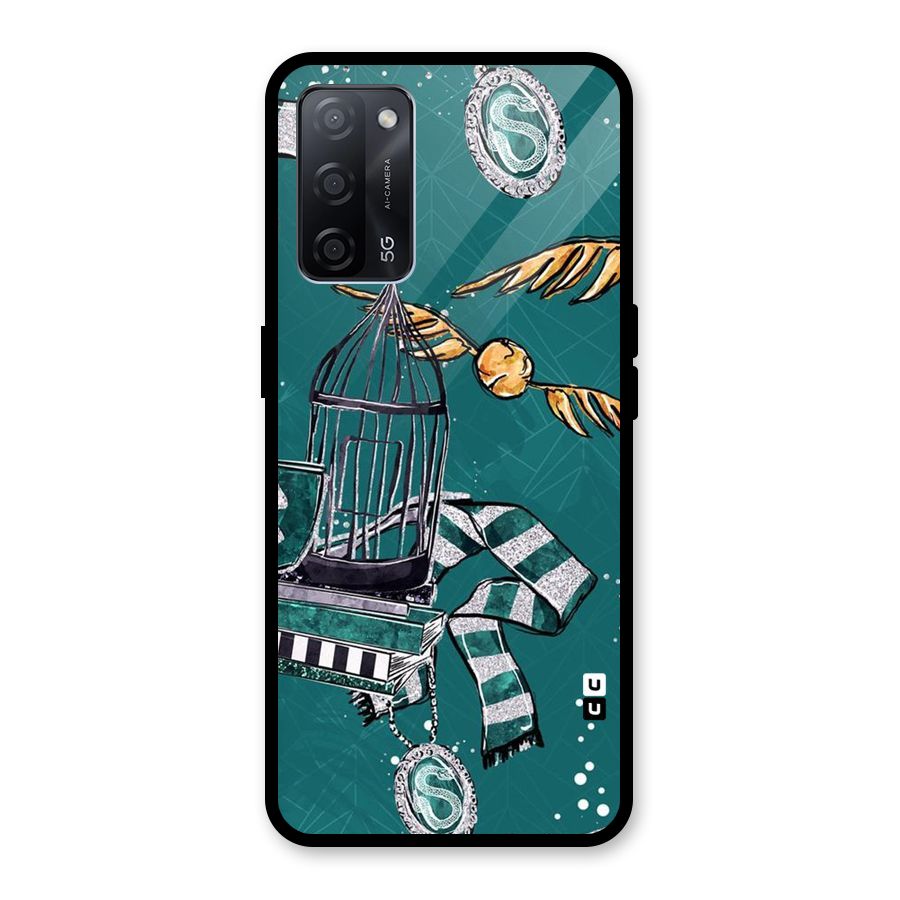 Green Scarf Glass Back Case for Oppo A53s 5G