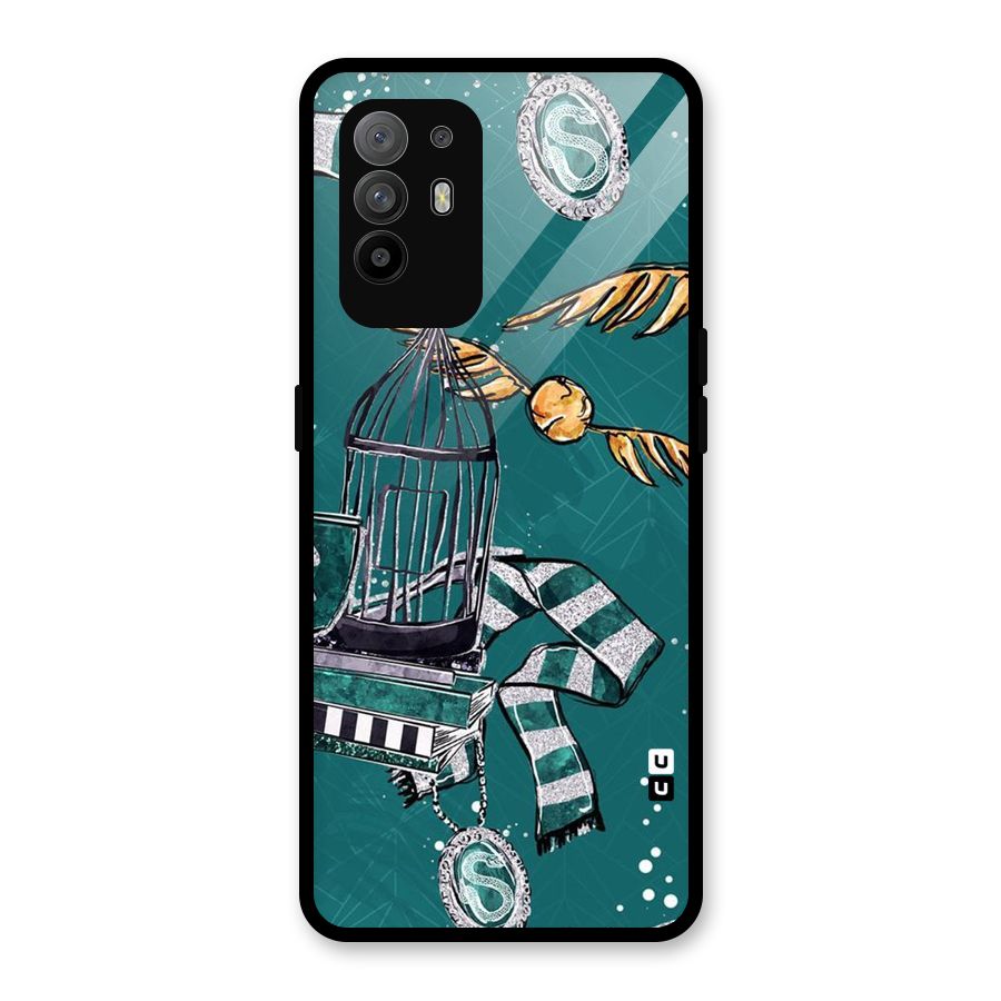Green Scarf Glass Back Case for Oppo F19 Pro Plus 5G