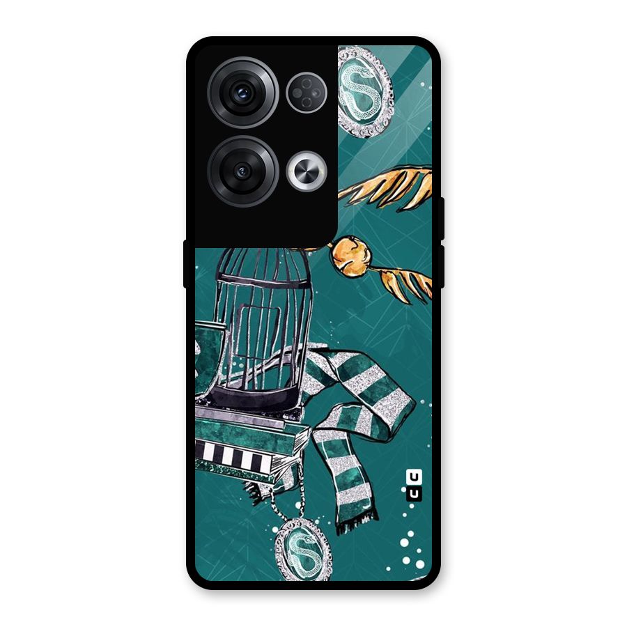 Green Scarf Glass Back Case for Oppo Reno8 Pro 5G