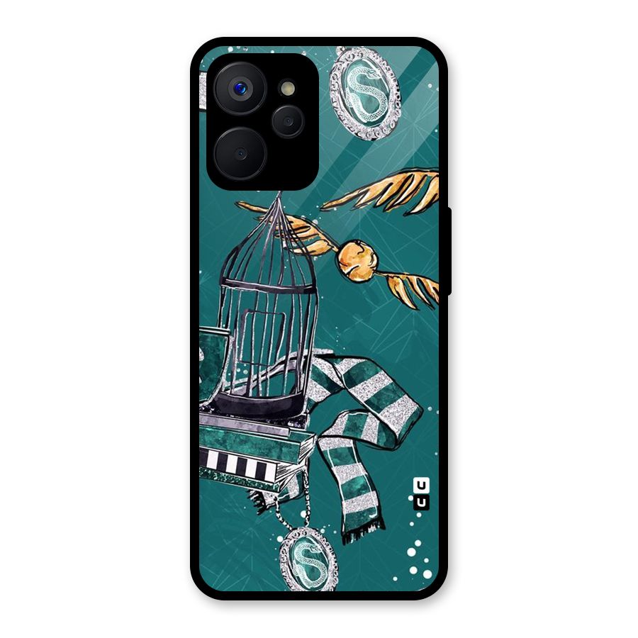 Green Scarf Glass Back Case for Realme 9i 5G