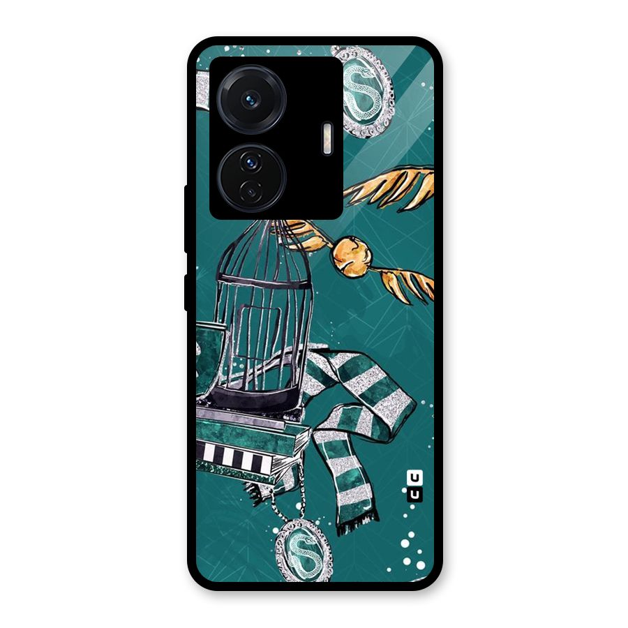 Green Scarf Glass Back Case for Vivo T1 Pro