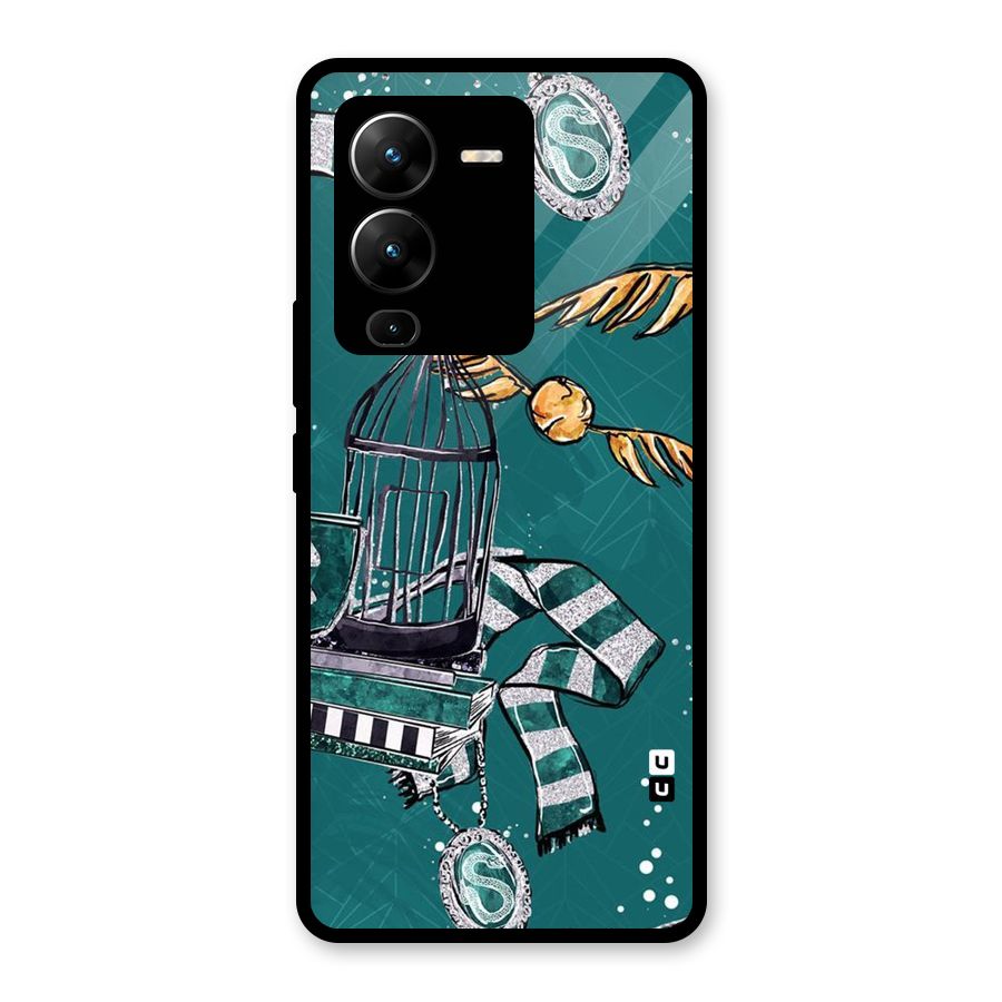 Green Scarf Glass Back Case for Vivo V25 Pro