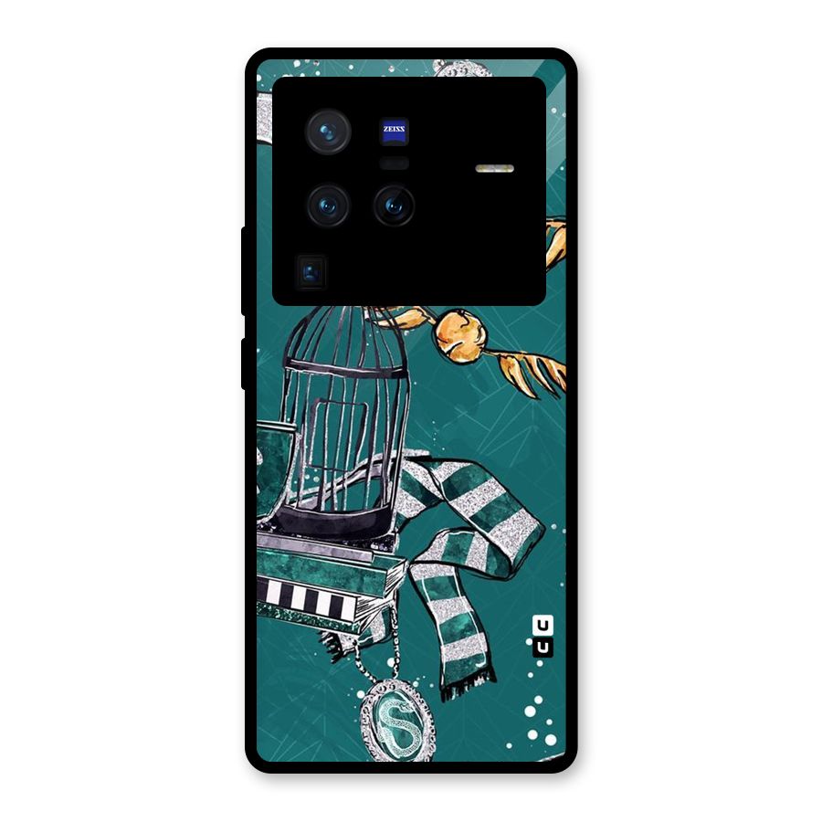 Green Scarf Glass Back Case for Vivo X80 Pro