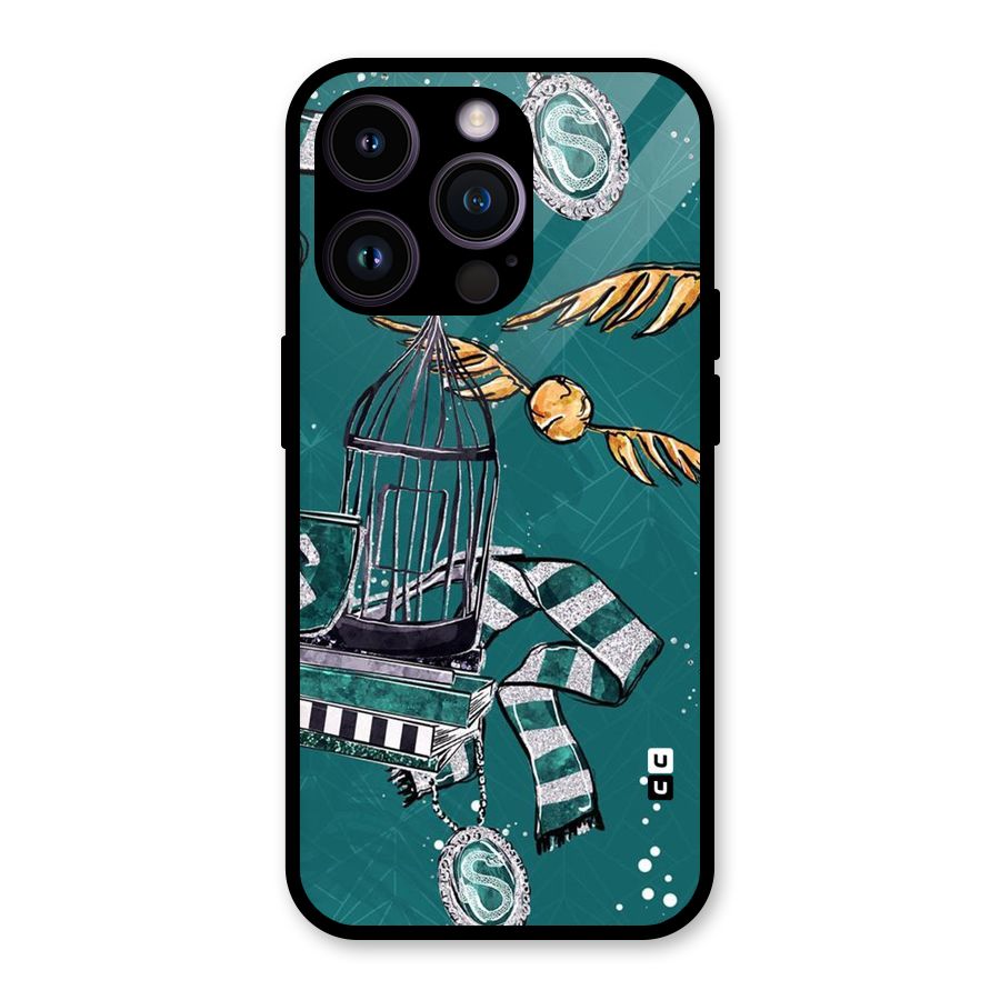 Green Scarf Glass Back Case for iPhone 14 Pro