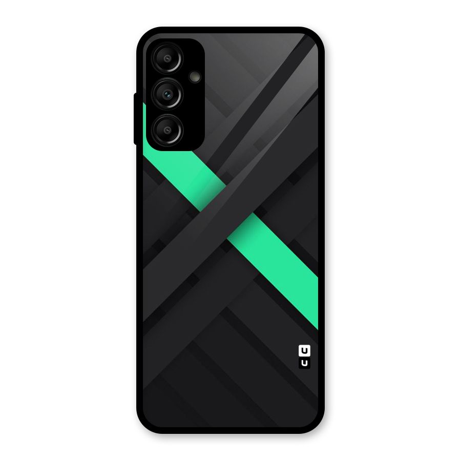 Green Stripe Diagonal Glass Back Case for Galaxy A14 5G