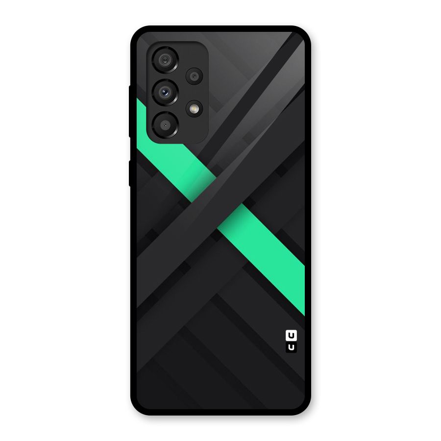 Green Stripe Diagonal Glass Back Case for Galaxy A33 5G