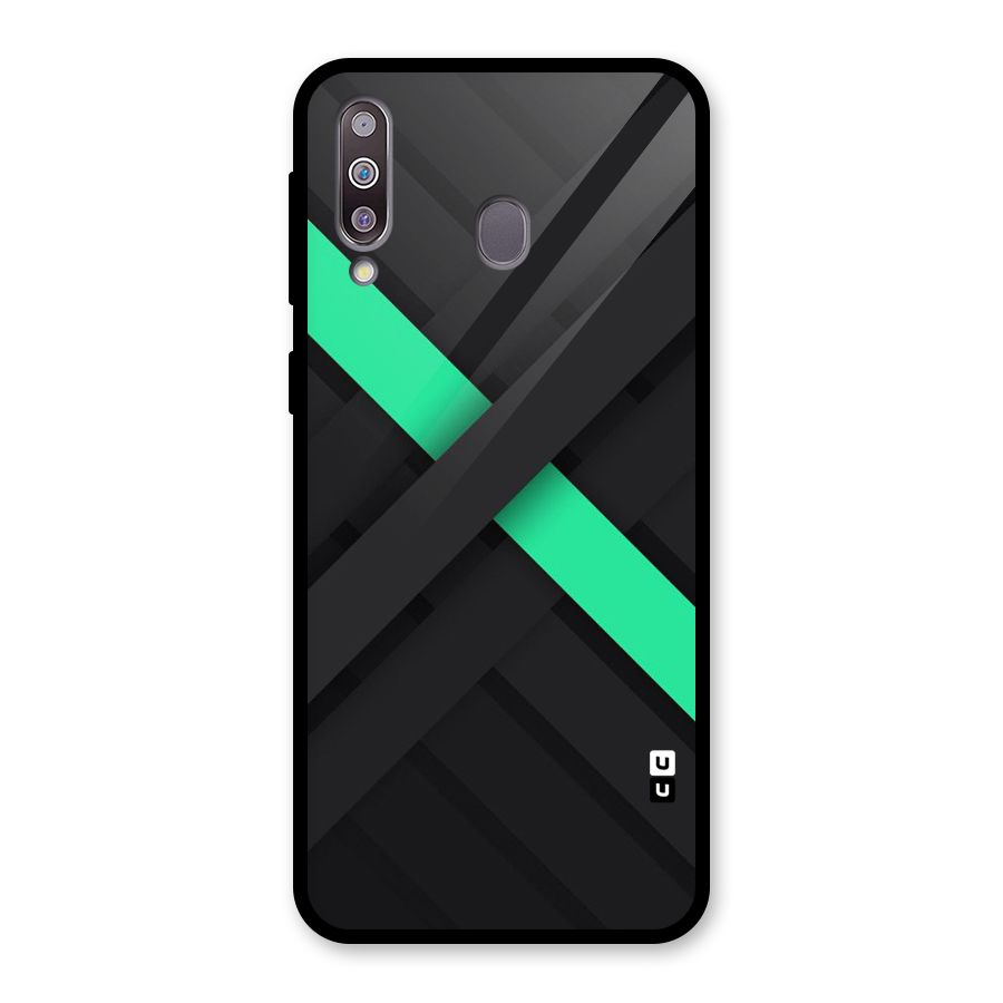 Green Stripe Diagonal Glass Back Case for Galaxy M30