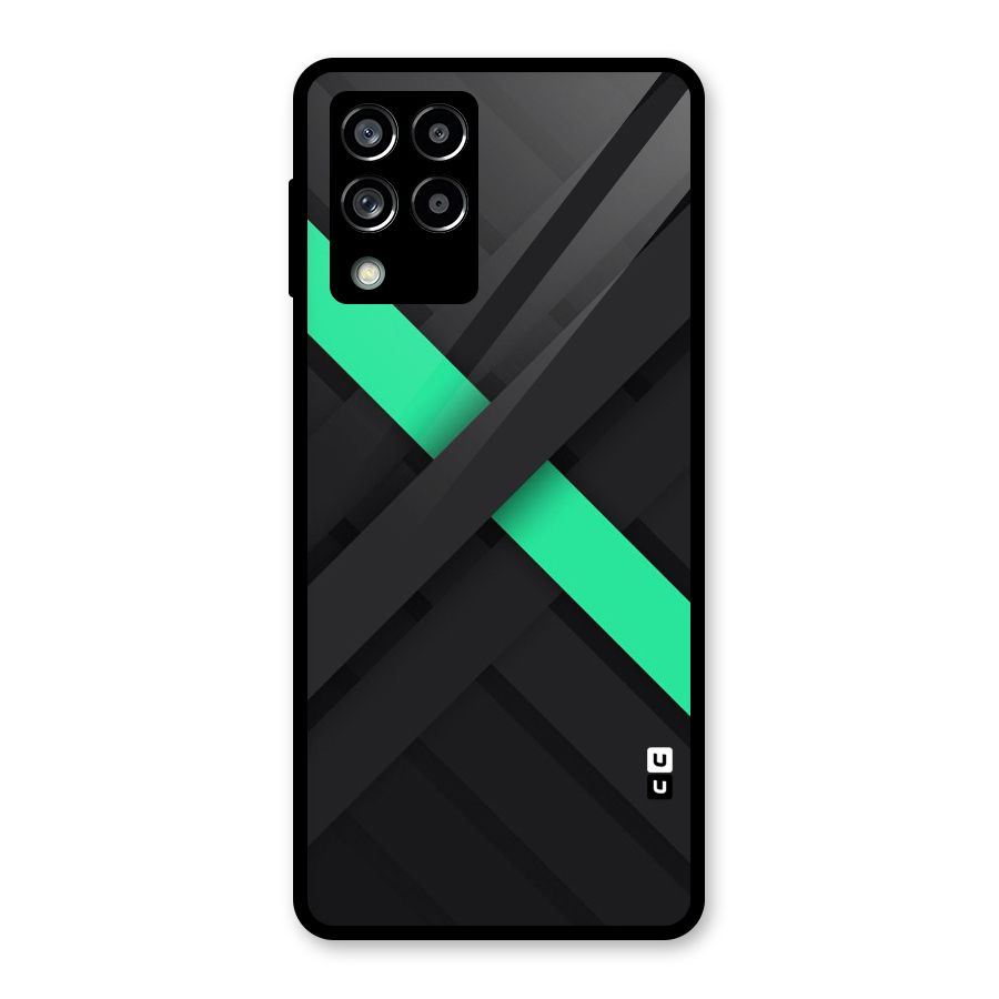 Green Stripe Diagonal Glass Back Case for Galaxy M53 5G