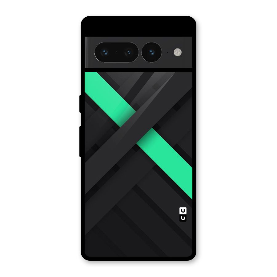 Green Stripe Diagonal Glass Back Case for Google Pixel 7 Pro