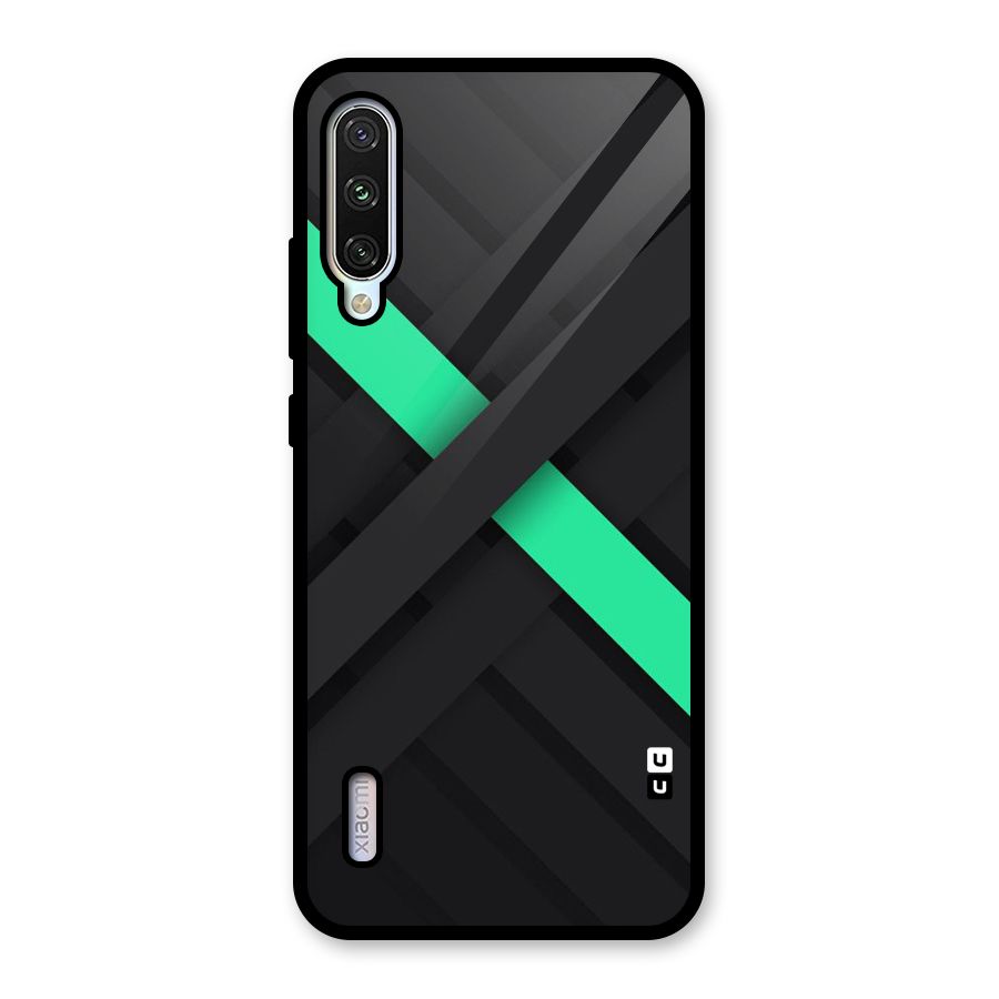 Green Stripe Diagonal Glass Back Case for Mi A3