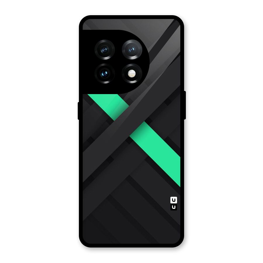 Green Stripe Diagonal Glass Back Case for OnePlus 11
