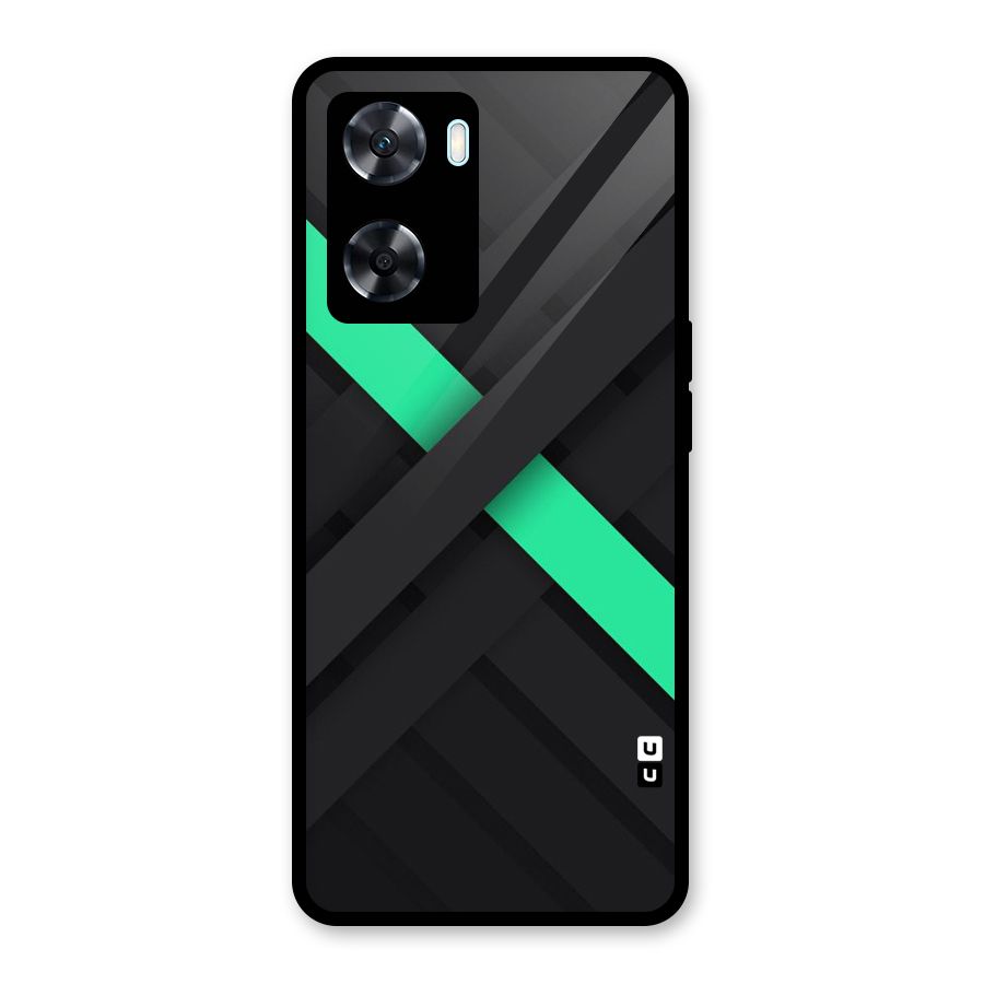 Green Stripe Diagonal Glass Back Case for Oppo A77