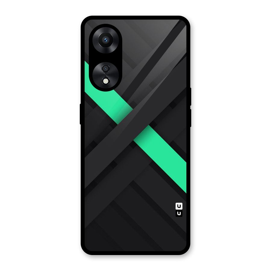 Green Stripe Diagonal Glass Back Case for Oppo A78