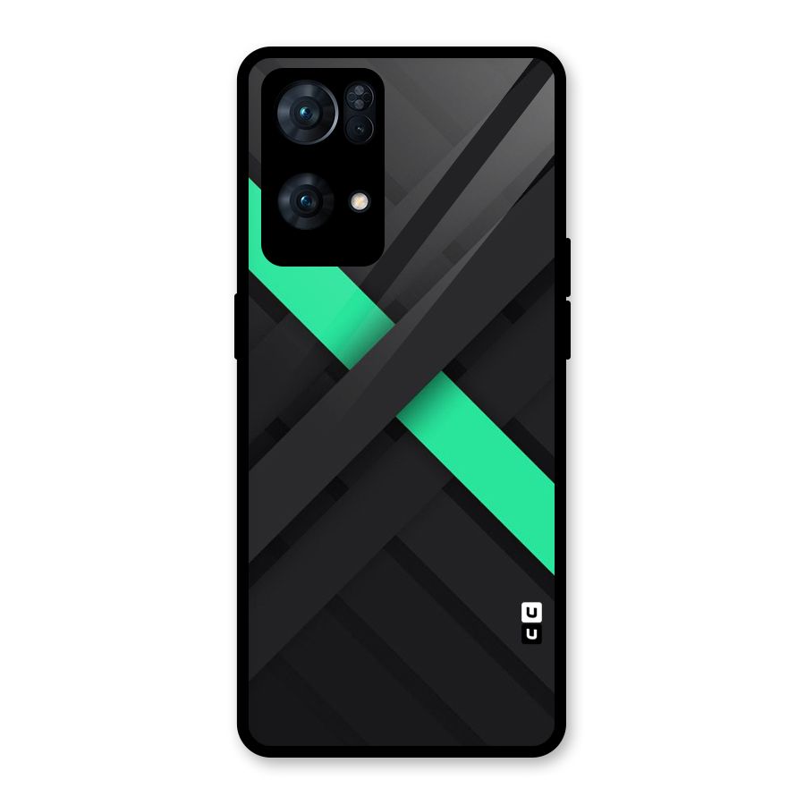 Green Stripe Diagonal Glass Back Case for Oppo Reno7 Pro 5G