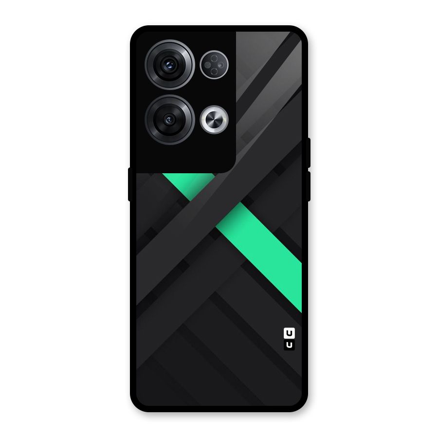 Green Stripe Diagonal Glass Back Case for Oppo Reno8 Pro 5G