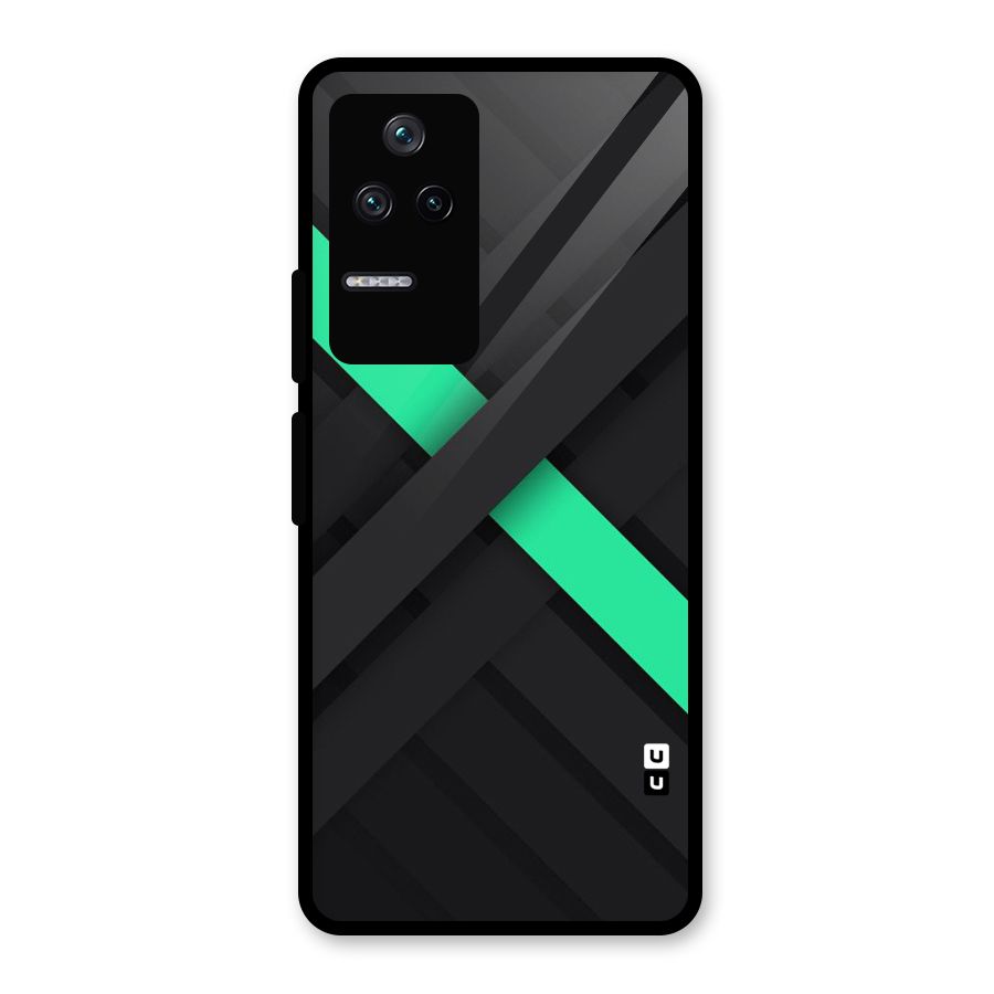 Green Stripe Diagonal Glass Back Case for Poco F4 5G