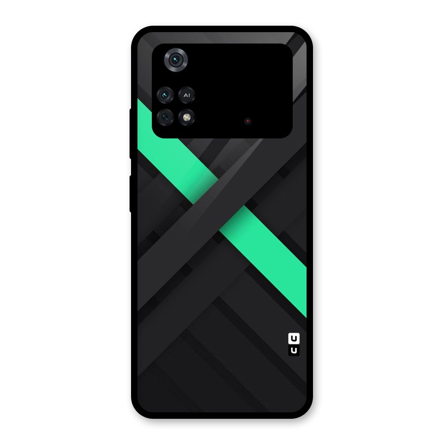 Green Stripe Diagonal Glass Back Case for Poco M4 Pro 4G