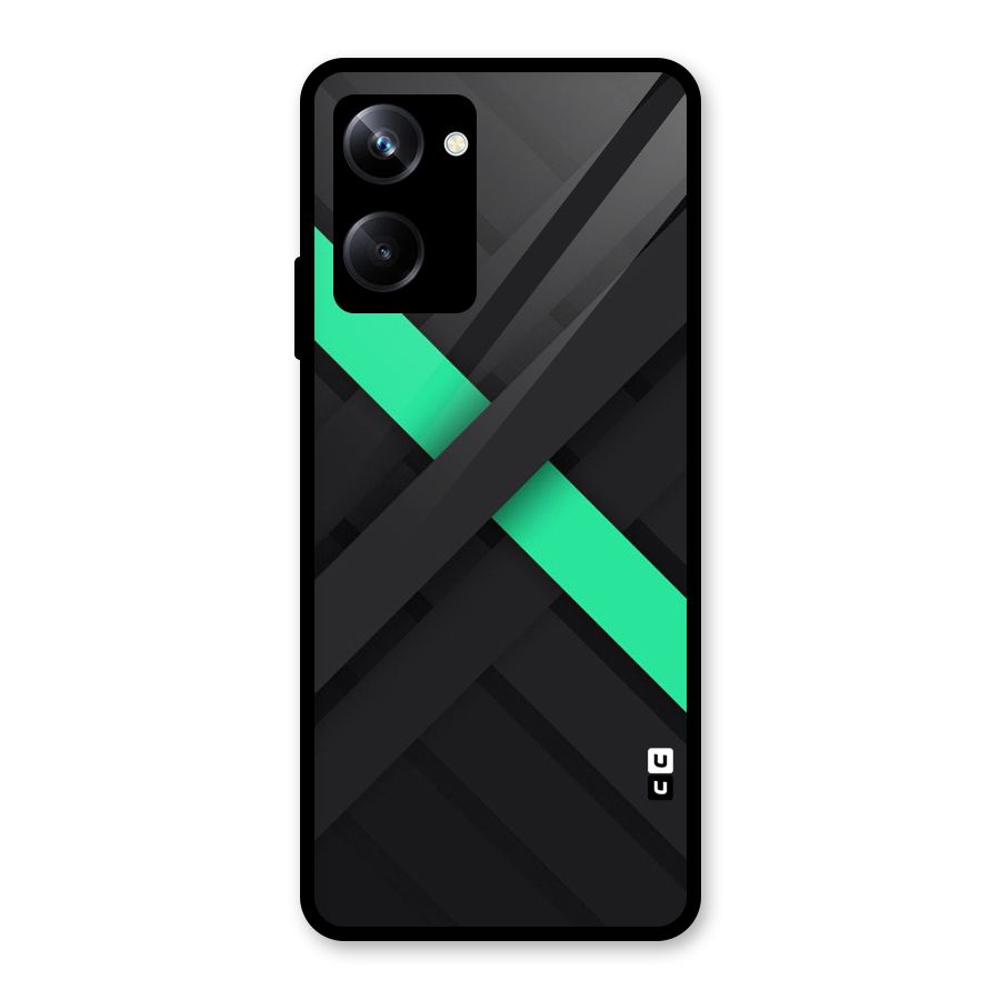 Green Stripe Diagonal Glass Back Case for Realme 10 Pro