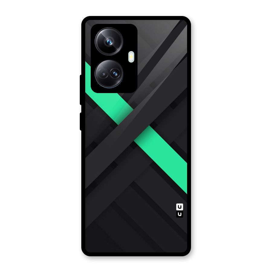 Green Stripe Diagonal Glass Back Case for Realme 10 Pro Plus
