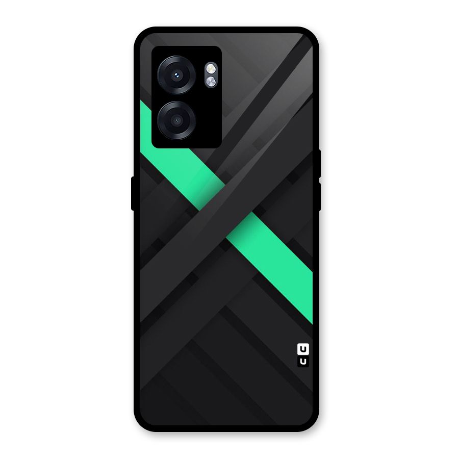Green Stripe Diagonal Glass Back Case for Realme Narzo 50 5G