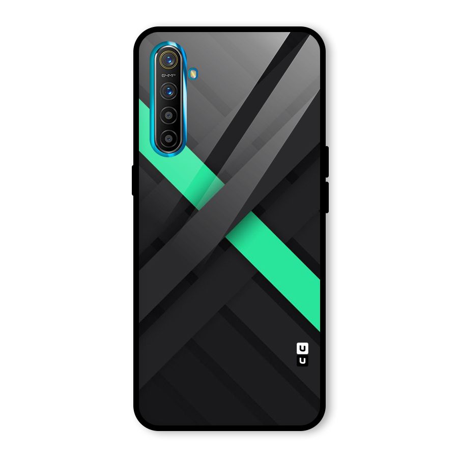 Green Stripe Diagonal Glass Back Case for Realme X2