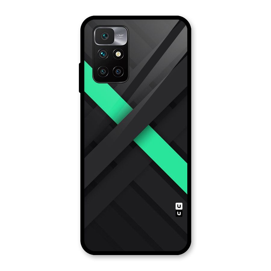 Green Stripe Diagonal Glass Back Case for Redmi 10 Prime