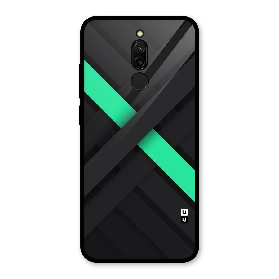 Green Stripe Diagonal Glass Back Case for Redmi 8