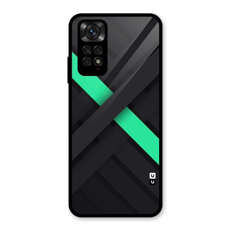 Green Stripe Diagonal Glass Back Case for Redmi Note 11