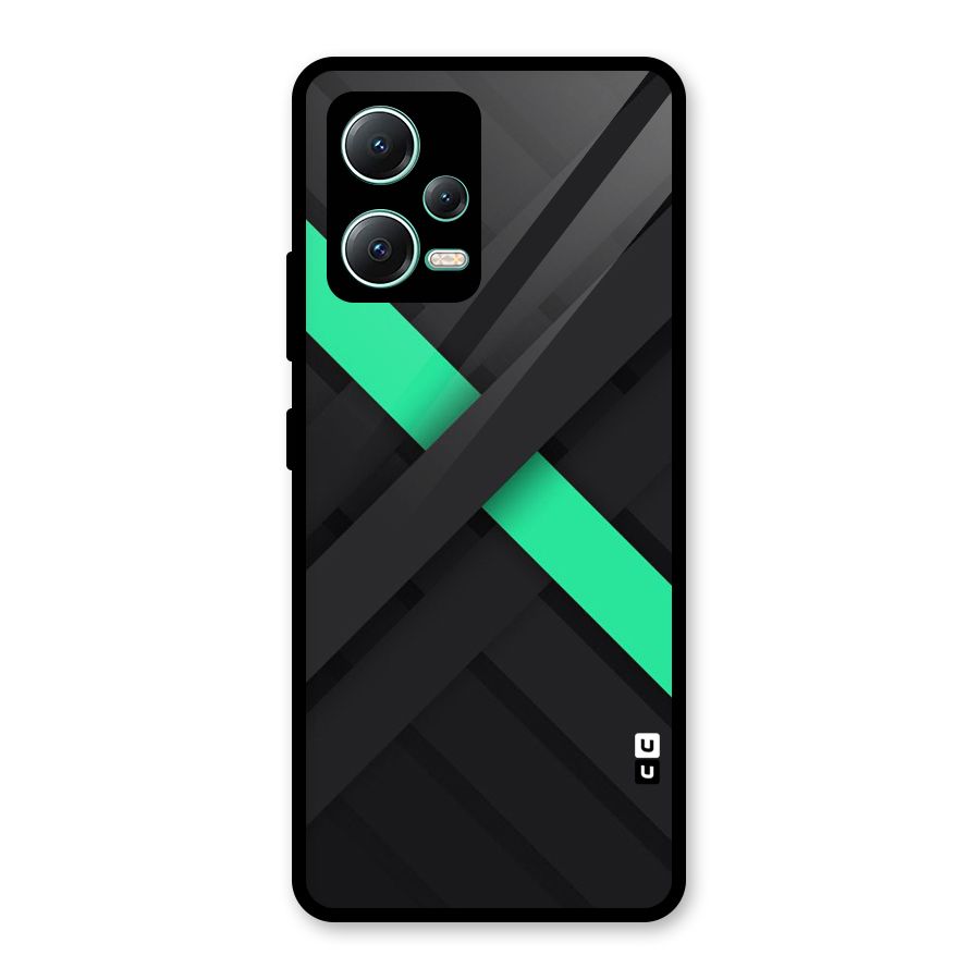 Green Stripe Diagonal Glass Back Case for Redmi Note 12 5G