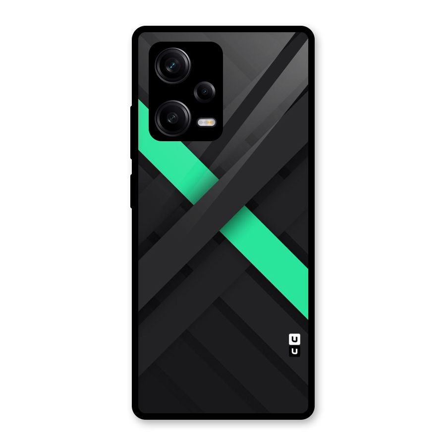 Green Stripe Diagonal Glass Back Case for Redmi Note 12 Pro