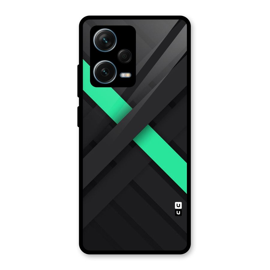Green Stripe Diagonal Glass Back Case for Redmi Note 12 Pro Plus 5G