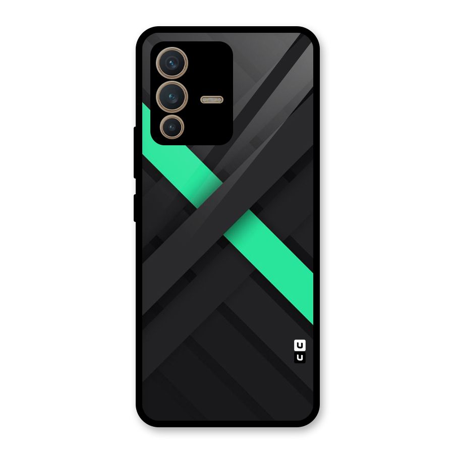 Green Stripe Diagonal Glass Back Case for Vivo V23 5G