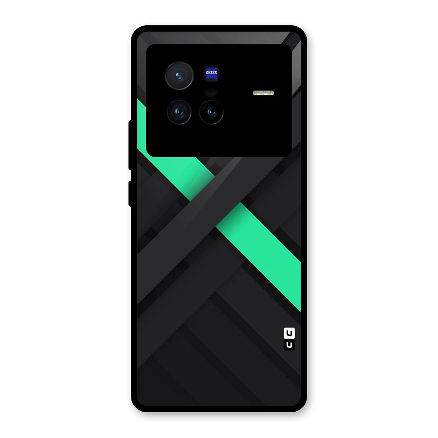 Green Stripe Diagonal Glass Back Case for Vivo X80