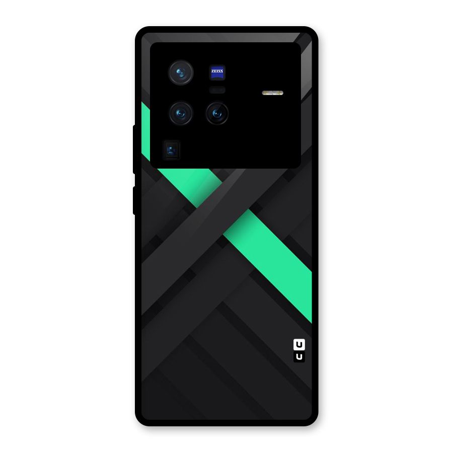 Green Stripe Diagonal Glass Back Case for Vivo X80 Pro