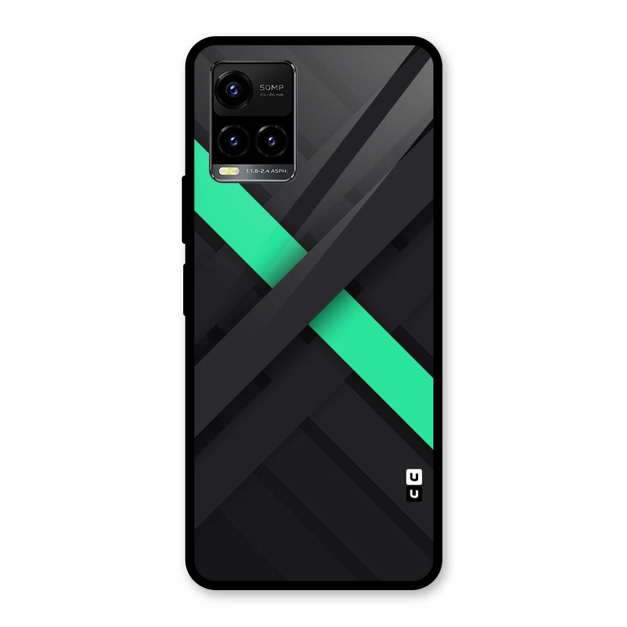 Green Stripe Diagonal Glass Back Case for Vivo Y21T
