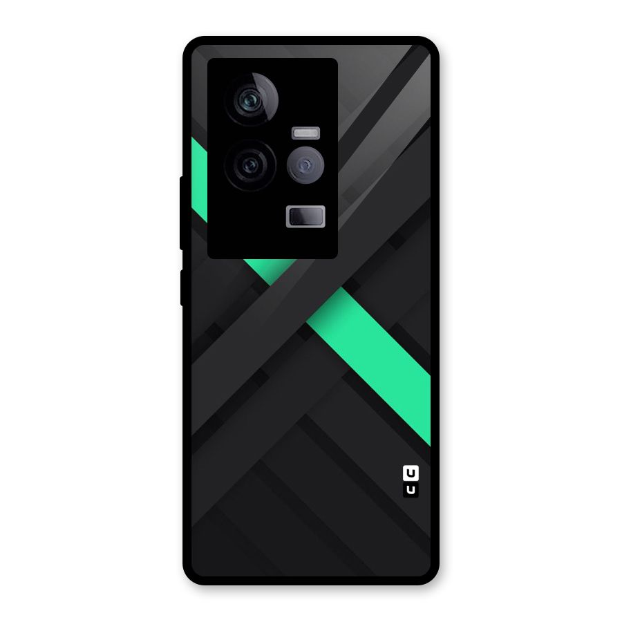 Green Stripe Diagonal Glass Back Case for Vivo iQOO 11 5G