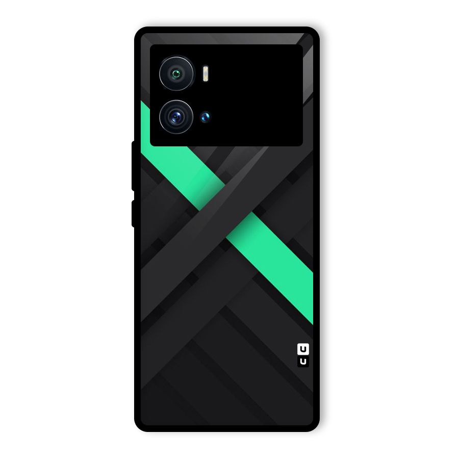 Green Stripe Diagonal Glass Back Case for Vivo iQOO 9 Pro
