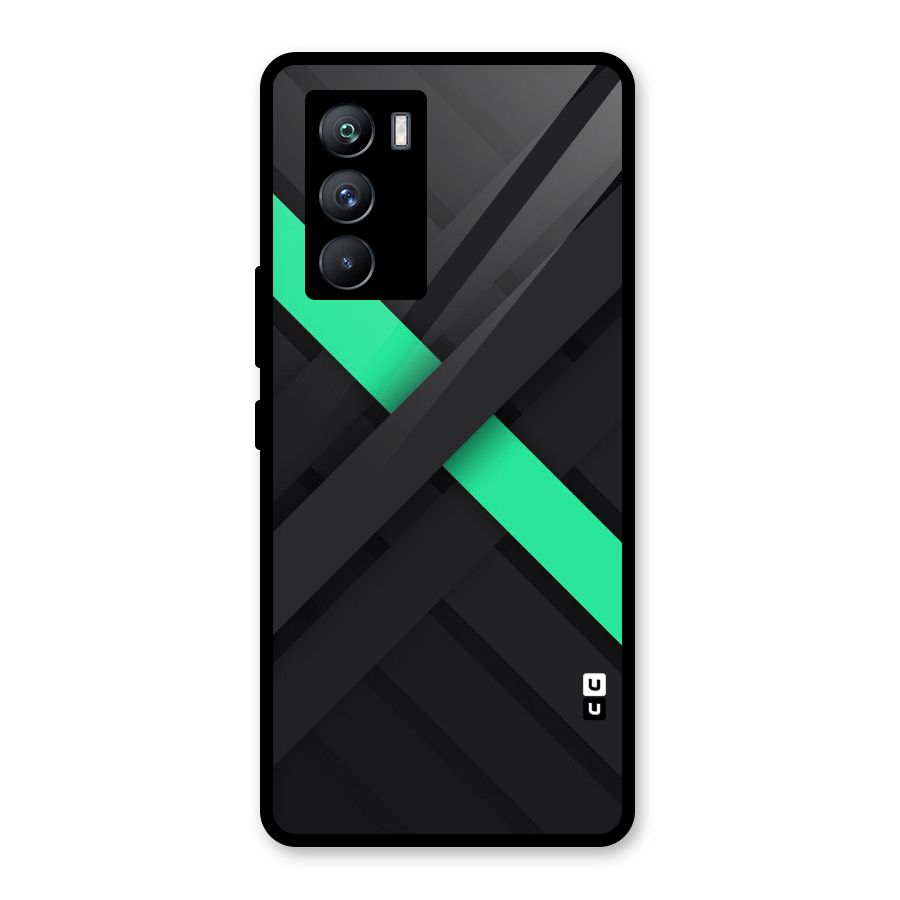 Green Stripe Diagonal Glass Back Case for Vivo iQOO 9 SE