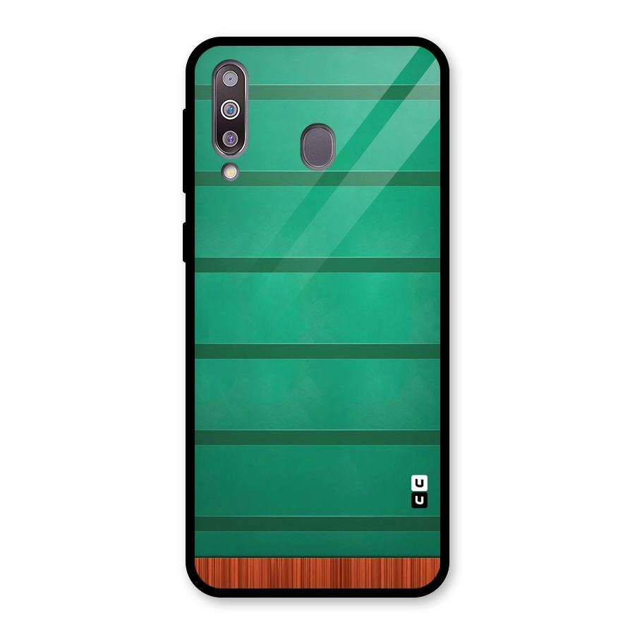 Green Wood Stripes Glass Back Case for Galaxy M30