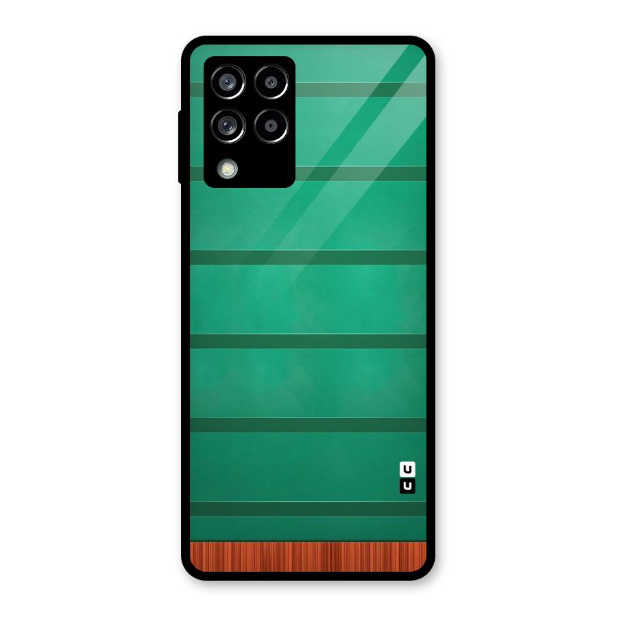 Green Wood Stripes Glass Back Case for Galaxy M53 5G
