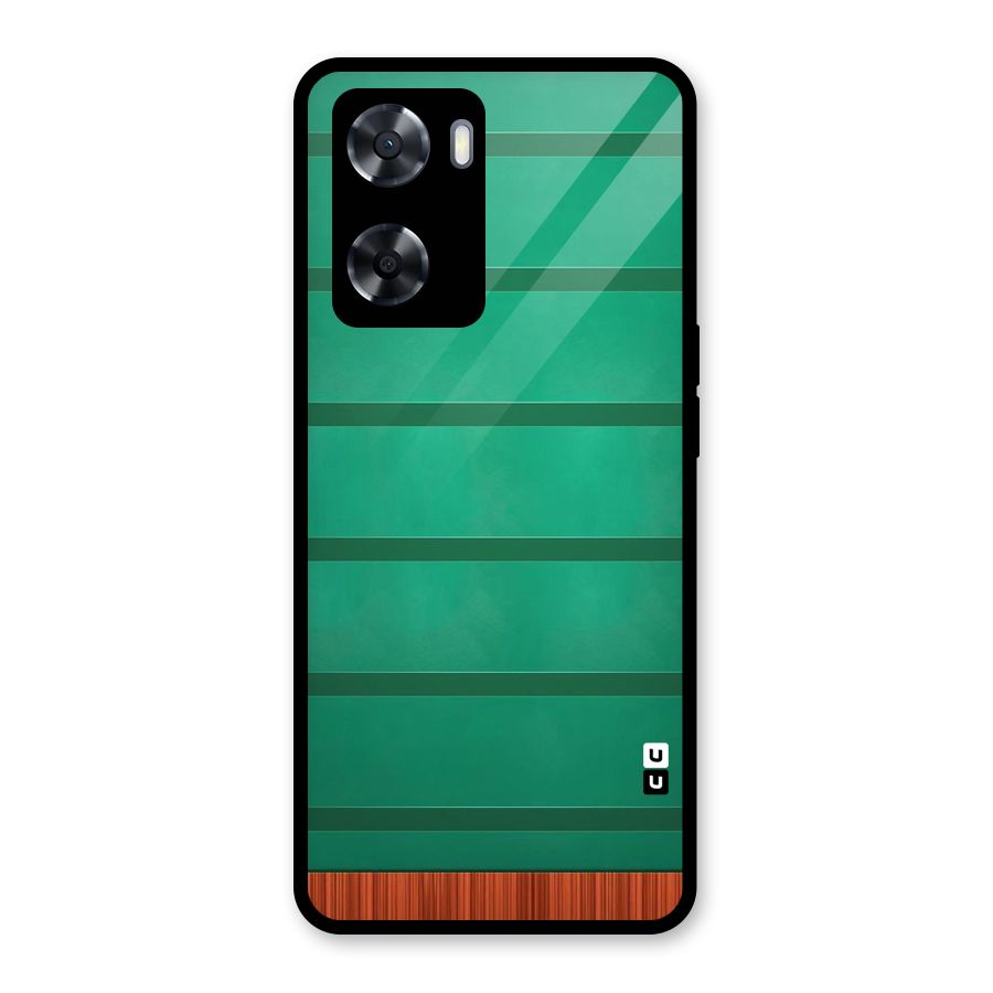Green Wood Stripes Glass Back Case for Oppo A57 2022