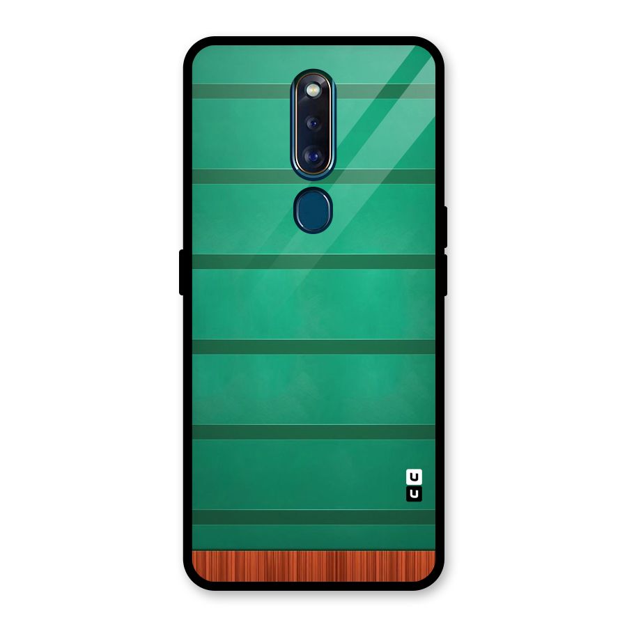 Green Wood Stripes Glass Back Case for Oppo F11 Pro