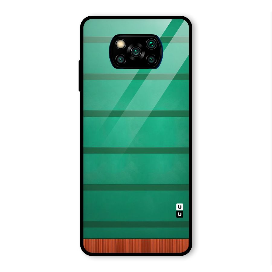 Green Wood Stripes Glass Back Case for Poco X3 Pro