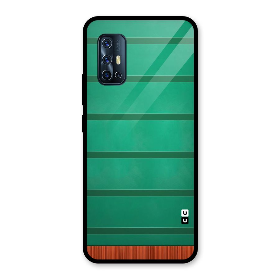 Green Wood Stripes Glass Back Case for Vivo V17