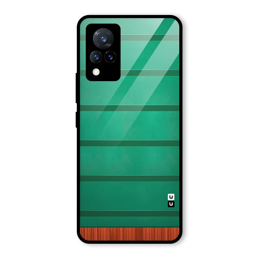 Green Wood Stripes Glass Back Case for Vivo V21 5G
